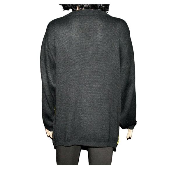 Vintage Colorful Abstract Print Long Sleeve Crew Neck Sweater Dress - Picture 4 of 4